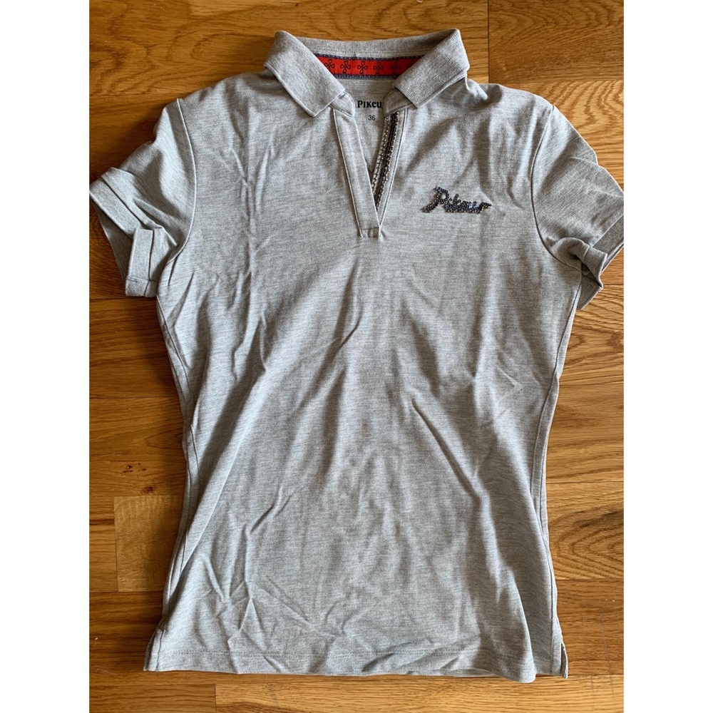 Pikeur Gray Cotton Equestrian Riding Top Size S